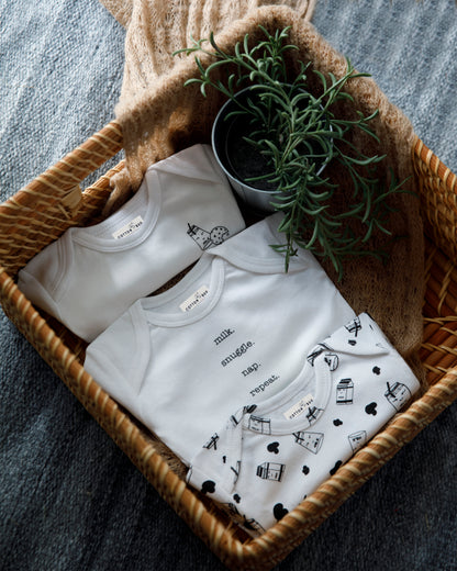 MILK - Half Sleeve - Organic Baby Romper - Set of 3