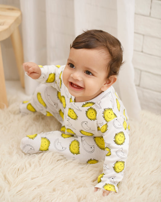 SUN & MOON - Full Pyjama Organic Baby Romper