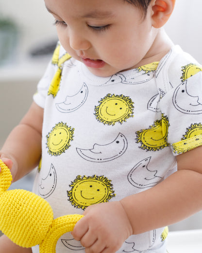 SUN & MOON - Half Sleeves - Organic Baby Romper - Set of 3