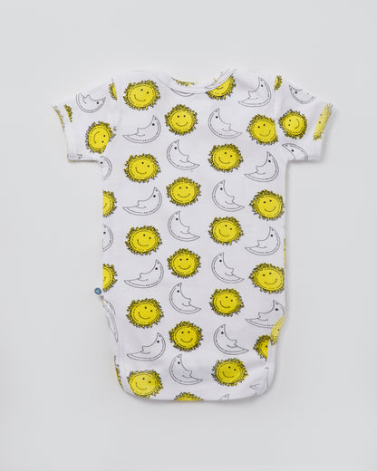 SUN & MOON - Half Sleeves - Organic Baby Romper - Set of 3